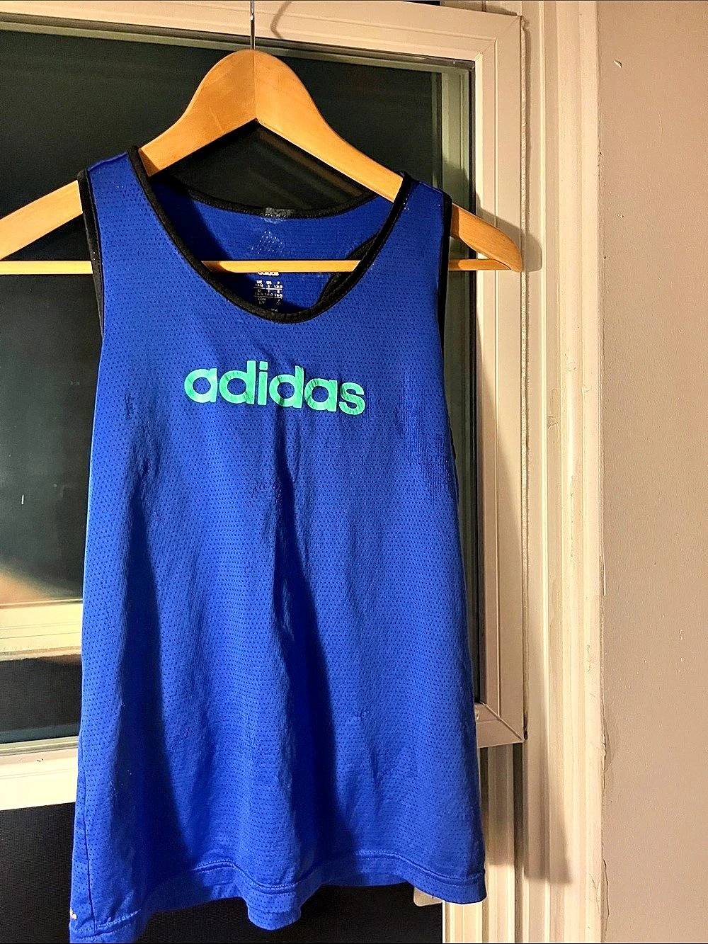 adidas Cobalt Blue/ neon green Athletic racer back tank